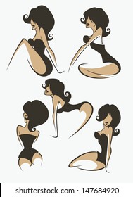 large vector collection of cartoon pin up girls in different poses