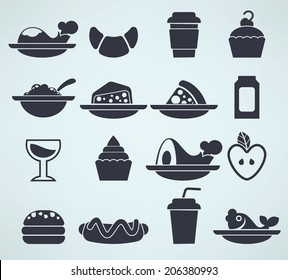 large vector collection of food silhouettes in info-graphic style