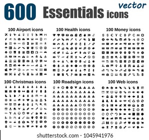 Large vector icon set - Airport, Health, Money, Christmas, Road Signs, Web Signs