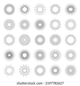 Large vector ray set in the style of outline, for web design and internet.