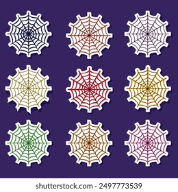 Large vector set of colored web stickers for Halloween