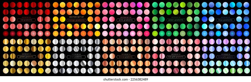 A large vector set with gradients. A creative element for your design or logo. Working bright gradients. Precious Metal