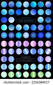 A large vector set with gradients. A creative element for your design or logo. Working bright gradients. Holography
