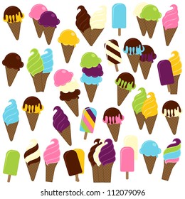 Large Vector Set of Ice Cream and Ice Cream Cones