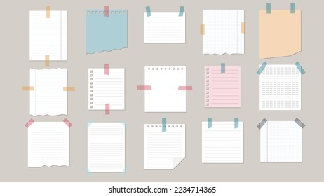 large vector set with pieces of paper