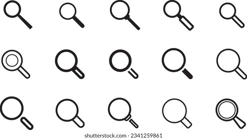 Gran conjunto vectorial de iconos de búsqueda o de lupa