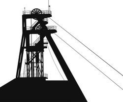 Large Vector Silhouette. A Special Elevator For Raising Mineral Resources