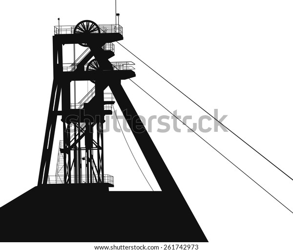 large vector silhouette. A special elevator for\
raising mineral\
resources