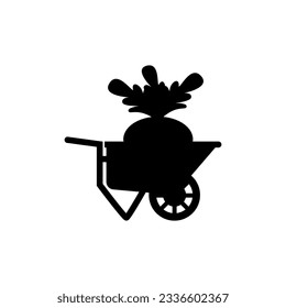 Gran verdura dentro de una carretilla de jardín. Silhouette vectorial.