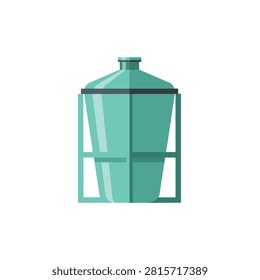 Large Vertical Storage Tank for Industrial Chemicals or Liquid Processing Flat Vector Icon Isolated