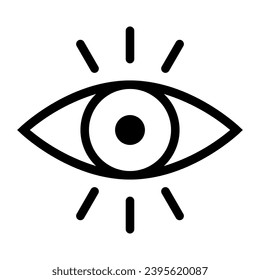 A large vision symbol in the center. Isolated black symbol