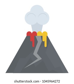 A large volcano erupting hot lava and gases into the atmosphere