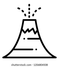 A large volcano erupting hot lava and gases into the atmosphere