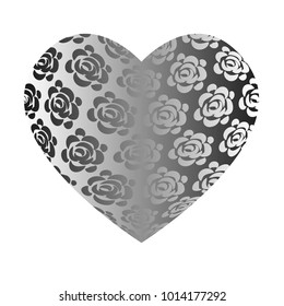 Large volume grey heart with roses