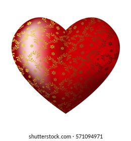 Large volume red heart with patterns