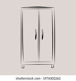 Large wardrobe, storage of things in the apartment. Organization of space, interior, comfort, furniture. Isolated vector objects.