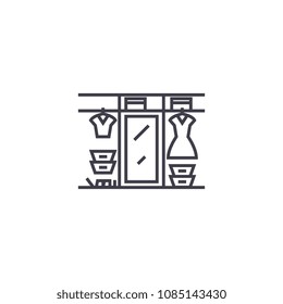large wardrobe vector line icon, sign, illustration on background, editable strokes