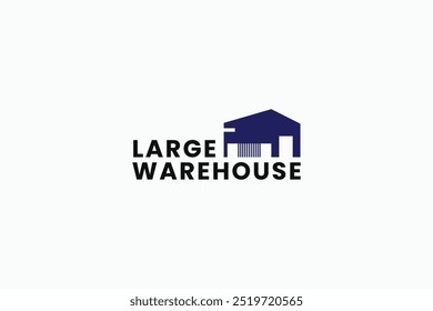 large warehouse logo vector design template with flat, modern and simple styles. creative big warehouse building design logo vector illustration for storage, company and cargo business isolated white