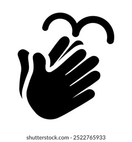 A large washing hands symbol in the center. Isolated black symbol