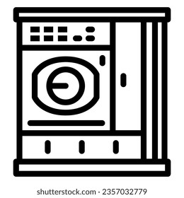 Large washing machine line icon, dry cleaning concept, large capacity laundry washer vector sign on white background, outline style icon for mobile concept and web design. Vector graphics