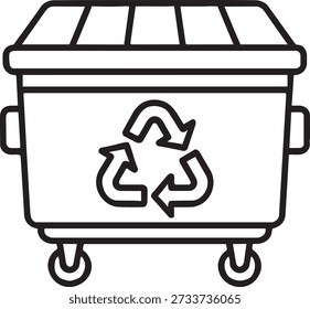 Large waste dumpster container line icon vector illustration