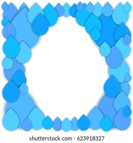 Large water drop in shape of a lot of little water drops. International water or ocean day concept. Cutout paper collage. Vector icon. 3d geometric design for banner, cover, brochure, flyer, template.