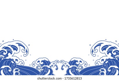 Large wave blue illustration vector
