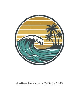 Large wave with white foam crest