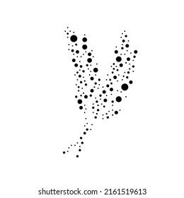 A large wheat symbol in the center made in pointillism style. The center symbol is filled with black circles of various sizes. Vector illustration on white background