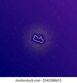 A large white contour carpentry planer symbol in the center, surrounded by small dots. Dots of different colors in the shape of a ball. Vector illustration on dark blue gradient background with stars