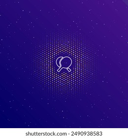A large white contour crossed ping pong rackets symbol in the center, surrounded by small dots. Vector illustration on dark blue gradient background with stars