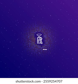 A large white contour electric charging station symbol in the center, surrounded by small dots. Vector illustration on dark blue gradient background with stars
