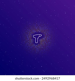 A large white contour electric screwdriver symbol in the center, surrounded by small dots. Vector illustration on dark blue gradient background with stars