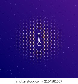 A large white contour gyroscooter in the center, surrounded by small dots. Dots of different colors in the shape of a ball. Vector illustration on dark blue gradient background with stars