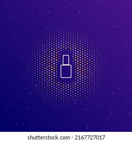 A large white contour nail polish symbol in the center  surrounded by small dots  Dots different colors in the shape ball  Vector illustration dark blue gradient background and stars
