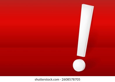 Large white exclamation mark against vivid red background, representing urgency and attention - vector illustration