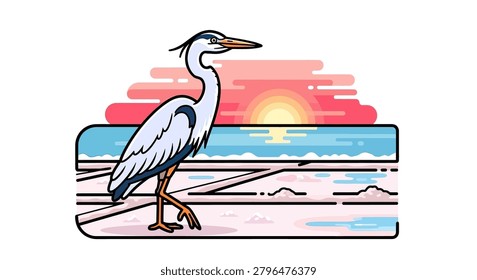 A large white heron standing on one leg