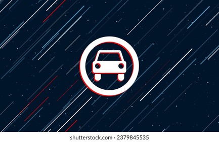 Gran blanco sin caravana enmarcado en rojo en el centro. El efecto de volar a través de las estrellas. Ilustración vectorial en un fondo azul oscuro con estrellas y líneas inclinadas
