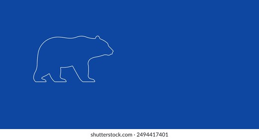 Un Grande contorno blanco lleva el símbolo a la izquierda. Diseñado como líneas blancas finas. Ilustración vectorial sobre fondo azul