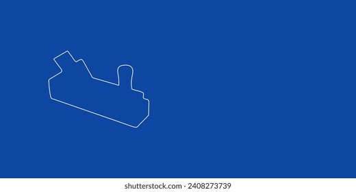 A large white outline carpentry planer symbol on the left. Designed as thin white lines. Vector illustration on blue background