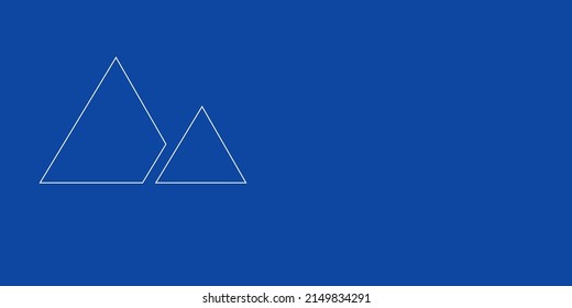 A large white outline mountains symbol on the left. Designed as thin white lines. Vector illustration on blue background
