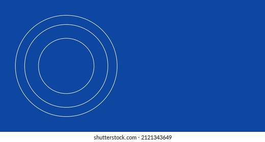 A large white outline radio button symbol on the left. Designed as thin white lines. Vector illustration on blue background