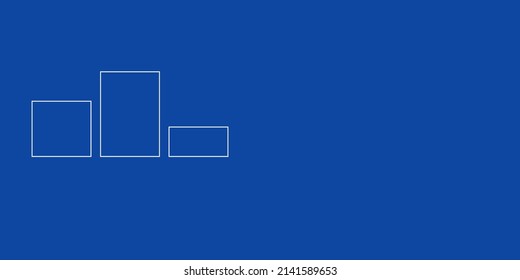 A large white outline winners podium symbol on the left. Designed as thin white lines. Vector illustration on blue background