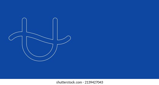 A large white outline zodiac ophiuchus symbol on the left. Designed as thin white lines. Vector illustration on blue background