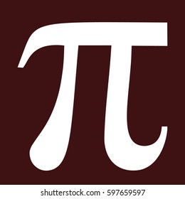 Large white Pi vector icon. Brown background