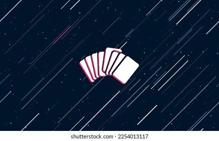Grand symbole blanc de cartes à jouer encadré en rouge au centre. L'effet de voler à travers les étoiles. Illustration vectorielle sur fond bleu foncé avec étoiles et lignes inclinées