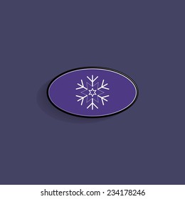 large white snowflake icon on a dark background with shadow. vector