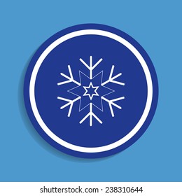 large white snowflake on a blue background, vector, EPS 10