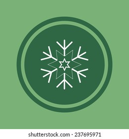 large white snowflake on green background, vector, 10 EPS