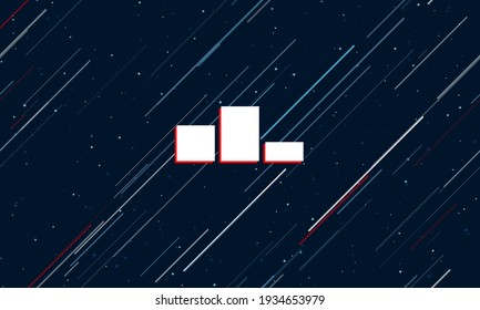Large white winners podium symbol framed in red in the center. The effect of flying through the stars. Vector illustration on a dark blue background with stars and slanted lines
